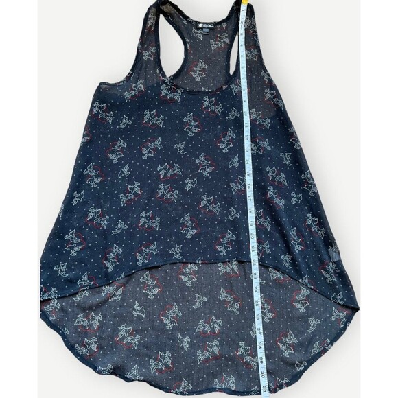 Lily White Retro Sheer Love Bird High Low Racerback Sleeveless Tunic. Medium. - Picture 5 of 6